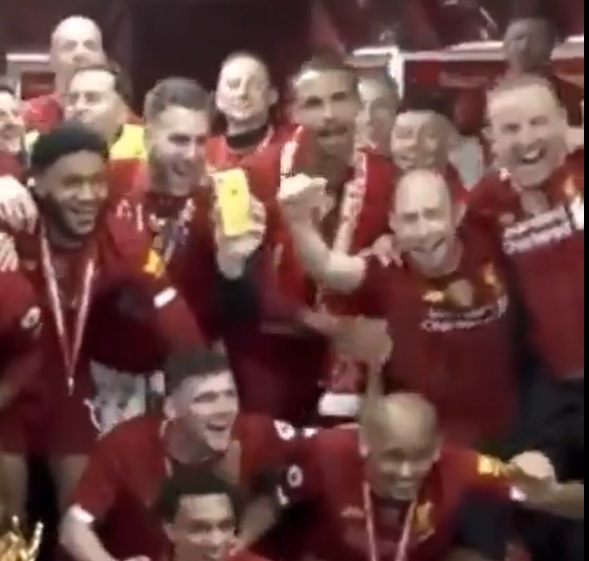 (Video) Clip of Matip slapping Fabinho’s head in title celebrations uncovered by Liverpool fan after hilarious Henderson reaction clip