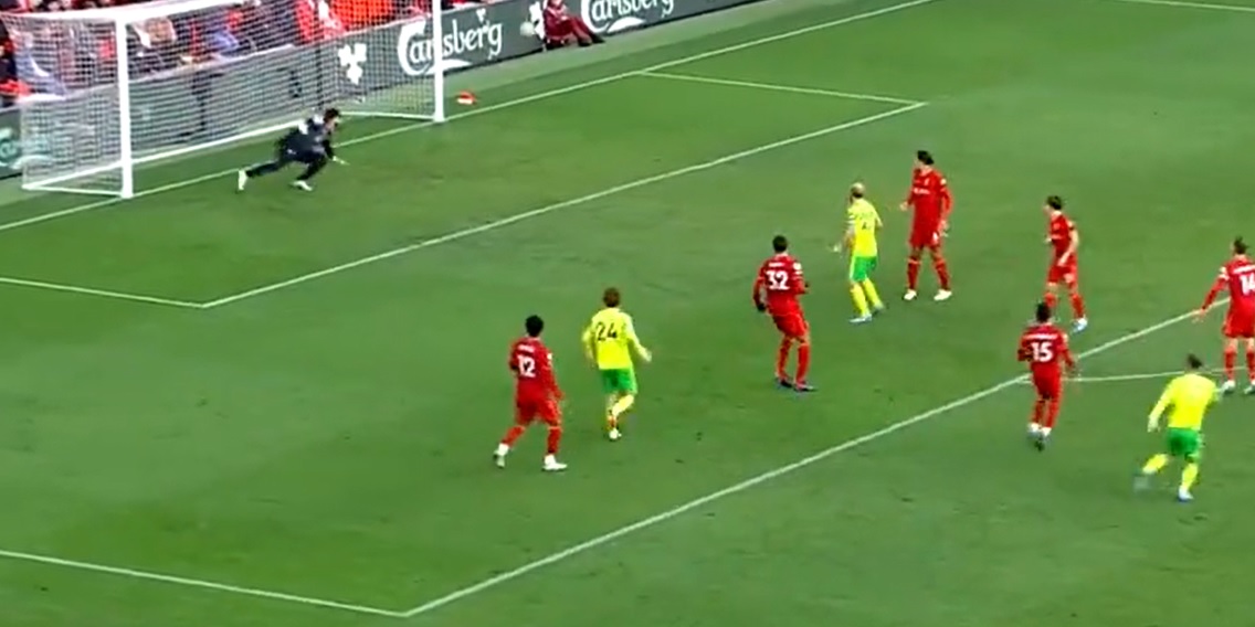 (Video) Anfield stunned as massive deflection off Matip sees Norwich go 1-0 up at L4