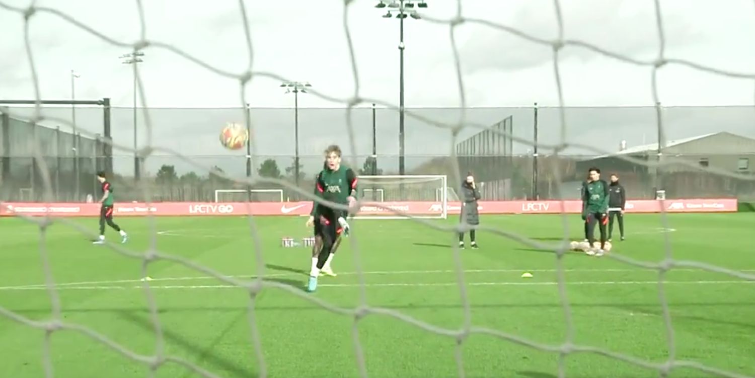 (Video) Kostas Tsimikas shows off his right-footed finishing in training