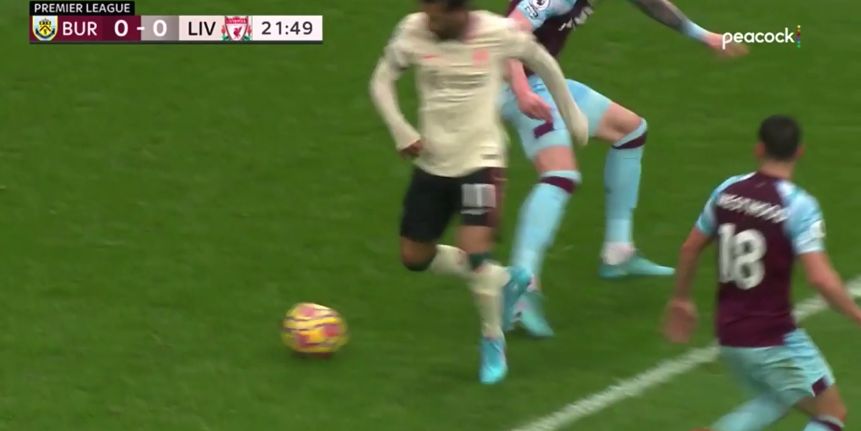 (Video) Mo Salah kicked by Wout Weghorst inside the Burnley box but isn’t awarded a penalty