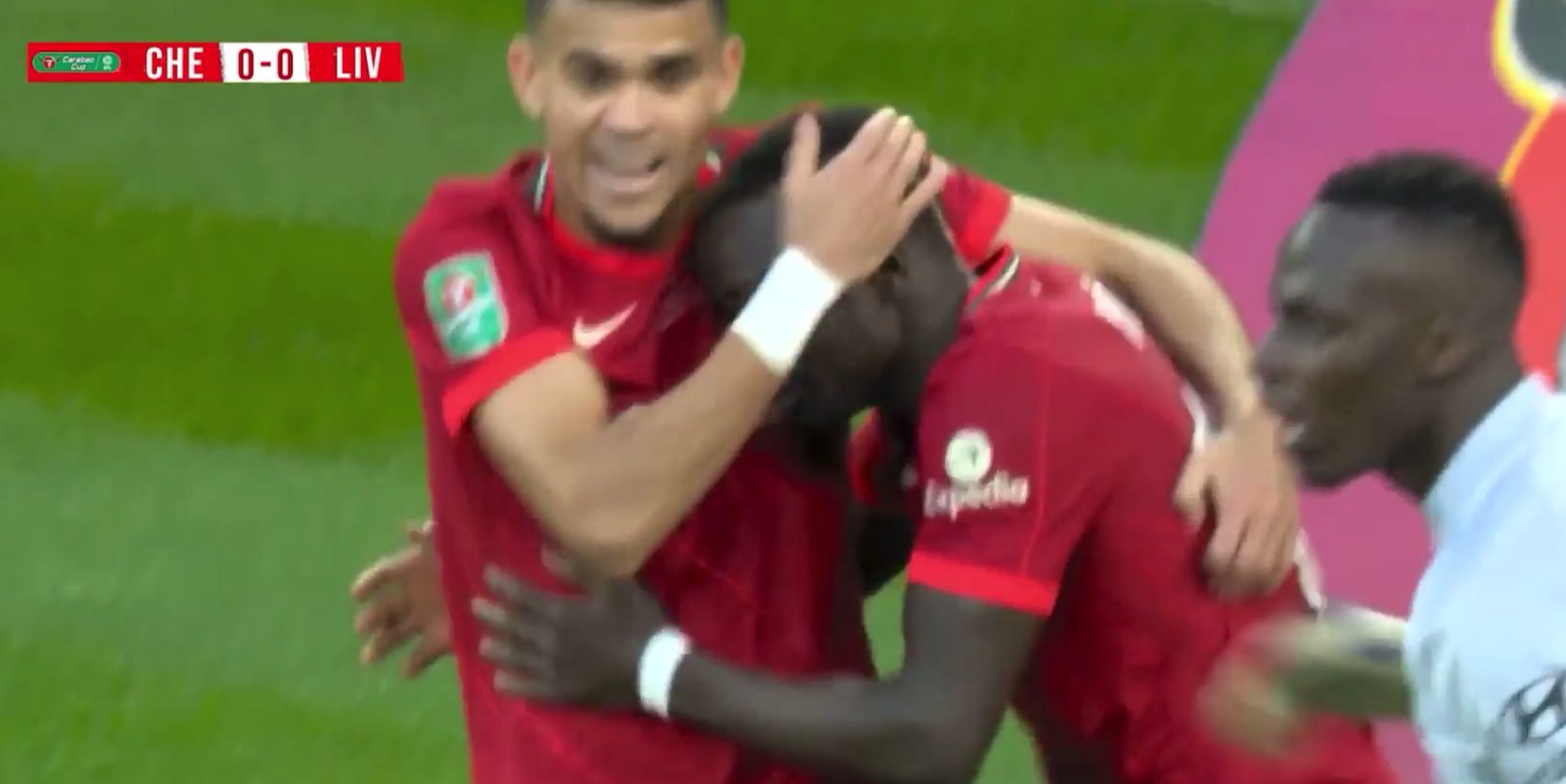 (Video) Luis Diaz rushes to console Sadio Mane after his Wembley shot was saved by Edouard Mendy