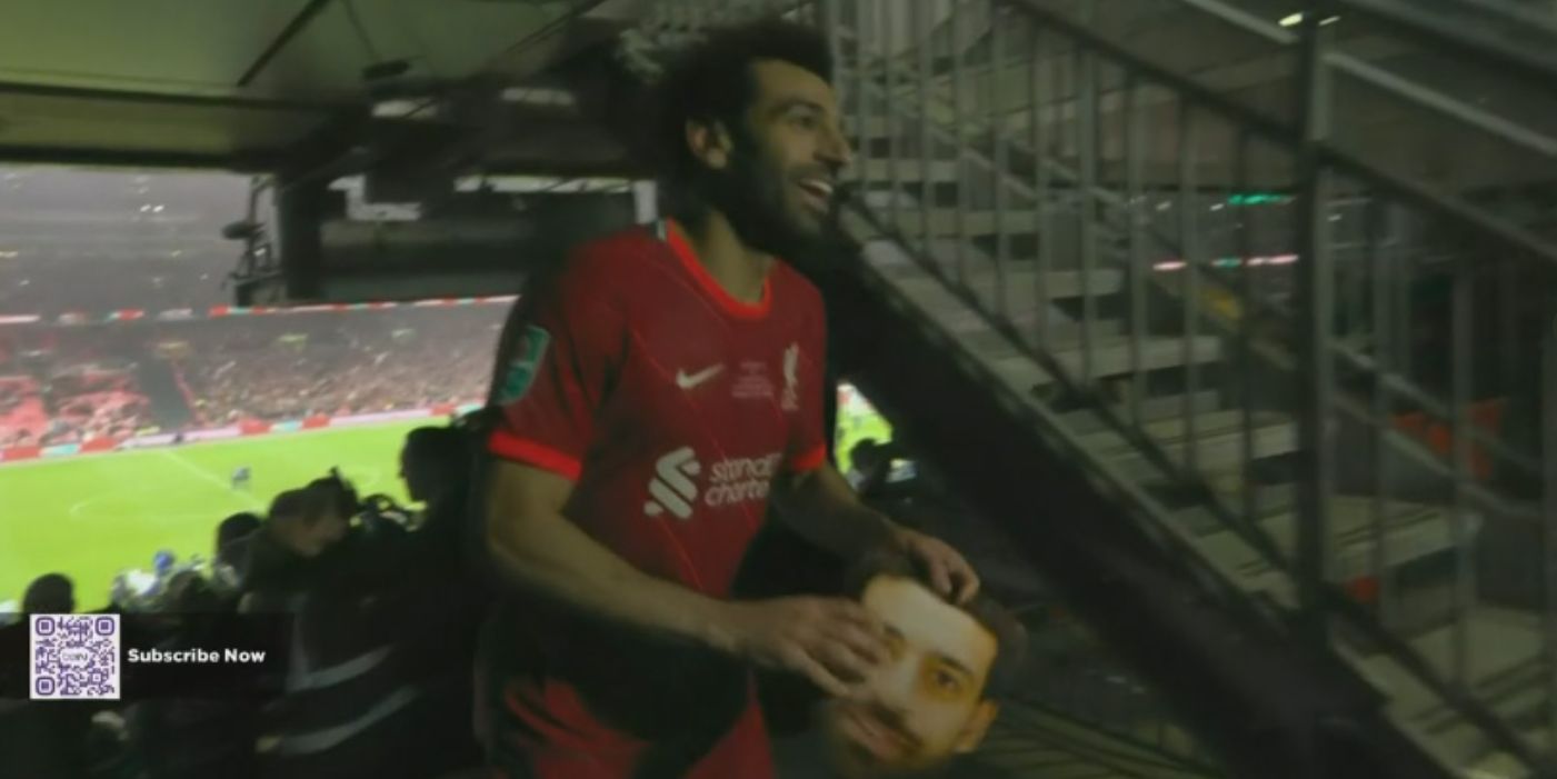 (Video) Watch as Mo Salah takes a mask of his own face up the Wembley steps, to celebrate Liverpool’s cup win