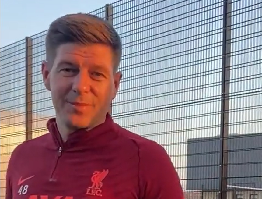 (Video) ‘Hello, Reds’ – Gerrard sends message to Liverpool fans in training ground return