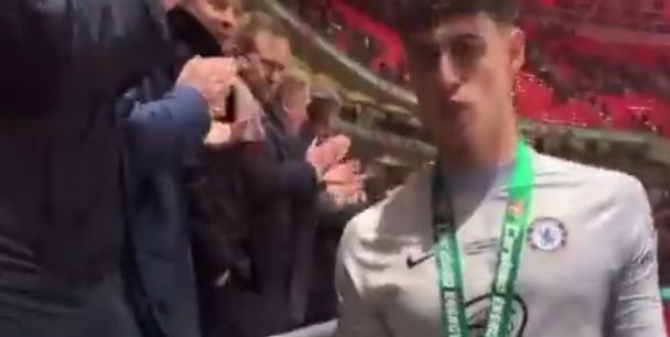 (Video) Liverpool fan savagely taunts Kepa Arrizabalaga as he collects his loser’s medal at Wembley