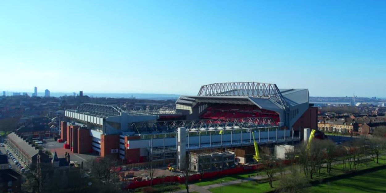 (Video) Watch new drone footage of the Anfield Road End development update
