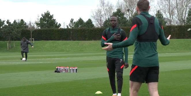 (Video) James Milner fuming with Sadio Mane during training ground rondo