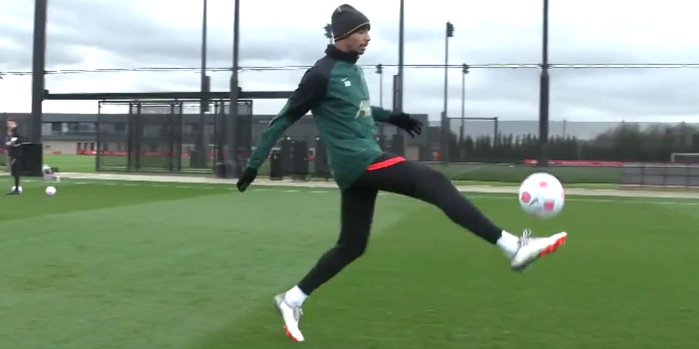 (Video) Joel Matip unleashes his best giraffe impression with hilarious straight-legged run in training
