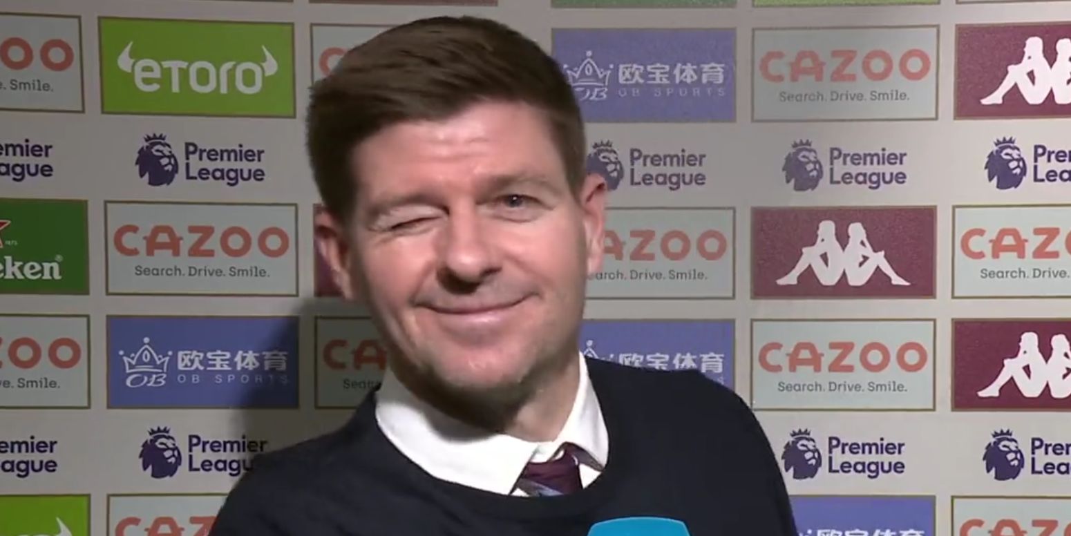 (Video) “Well done Des” – Steven Gerrard clashes with BT Sports’ Des Kelly in spiky interview after Aston Villa’s loss