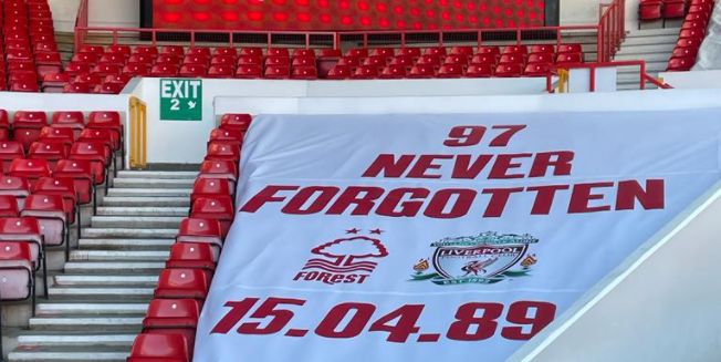 (Image) Nottingham Forest leave 97 seats empty in a classy gesture to Liverpool and the victims of the Hillsborough disaster