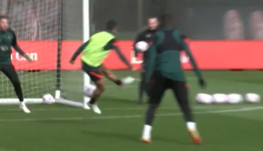 (Video) Watch Thiago score ludicrous backheel volley in training