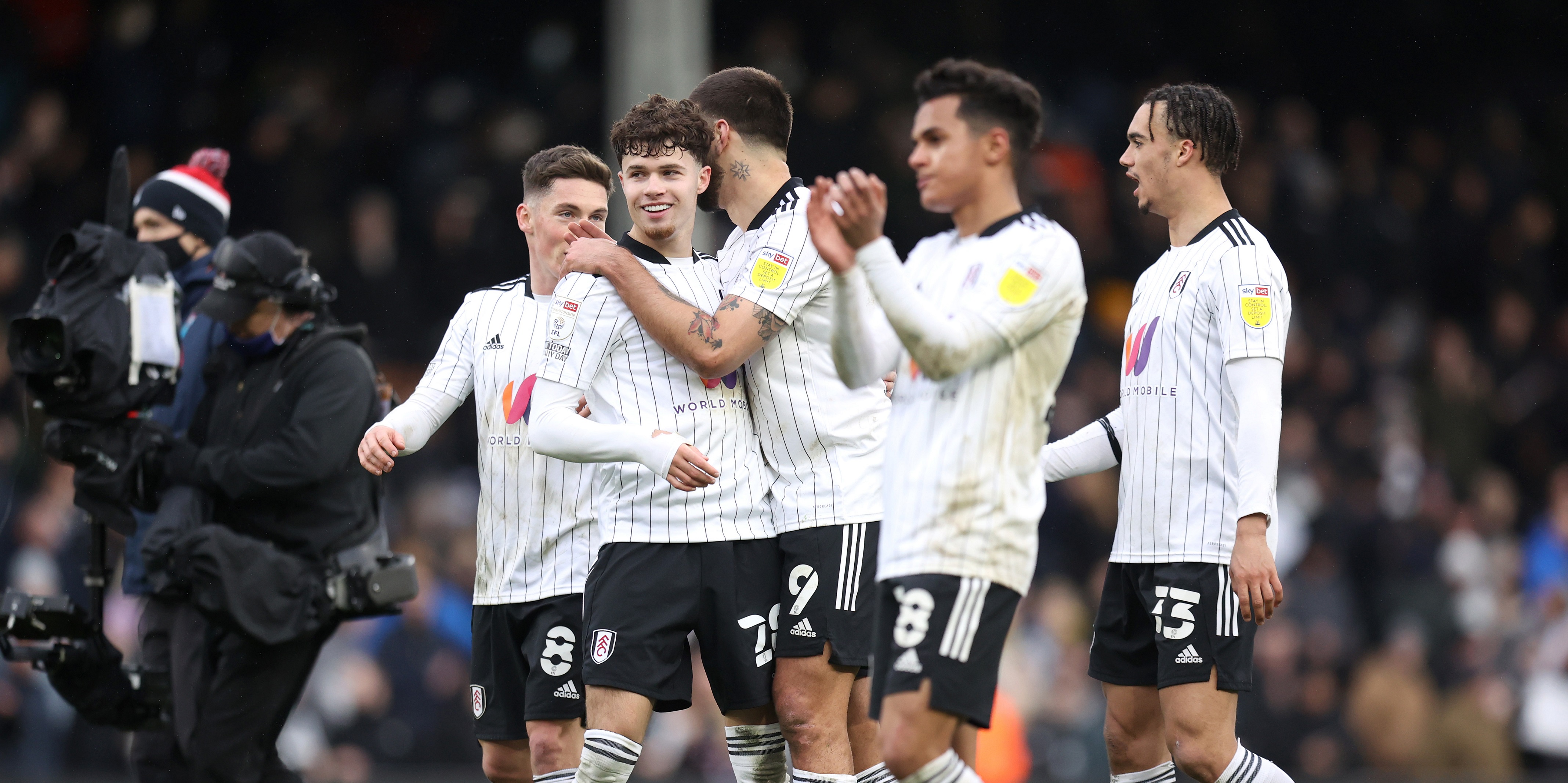 Neco Williams celebrates Fulham’s promotion back to the Premier League as the Welshman enjoys a successful loan spell from Liverpool