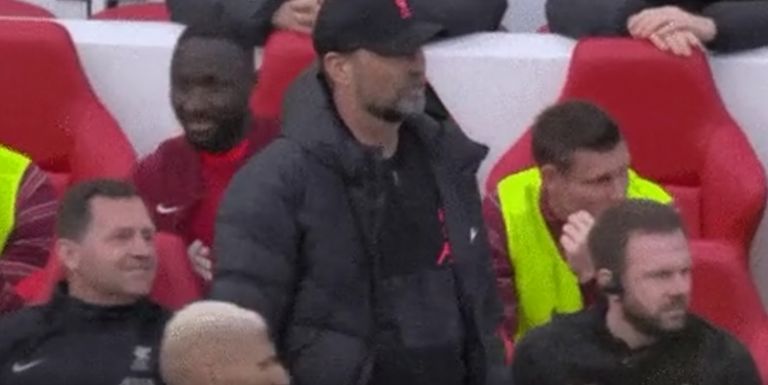 (Video) Liverpool bench react to Alisson mocking Pickford