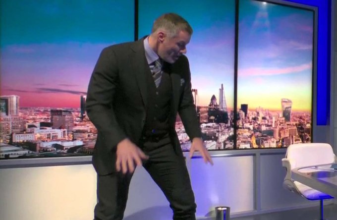 (Photo) Sky Sports mock Jamie Carragher’s appearance during MNF show