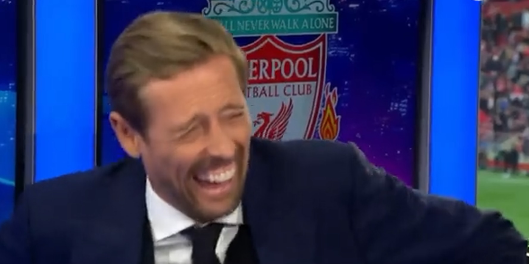 (Video) Peter Crouch has co-hosts in bits over hilarious mistake ahead of Liverpool clash
