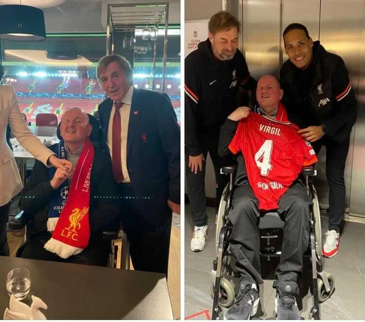 (Photo) Sean Cox returns to Anfield for the first time in two years for Liverpool v Villarreal clash and is pictured alongside Kenny Dalglish, Jurgen Klopp and Virgil van Dijk