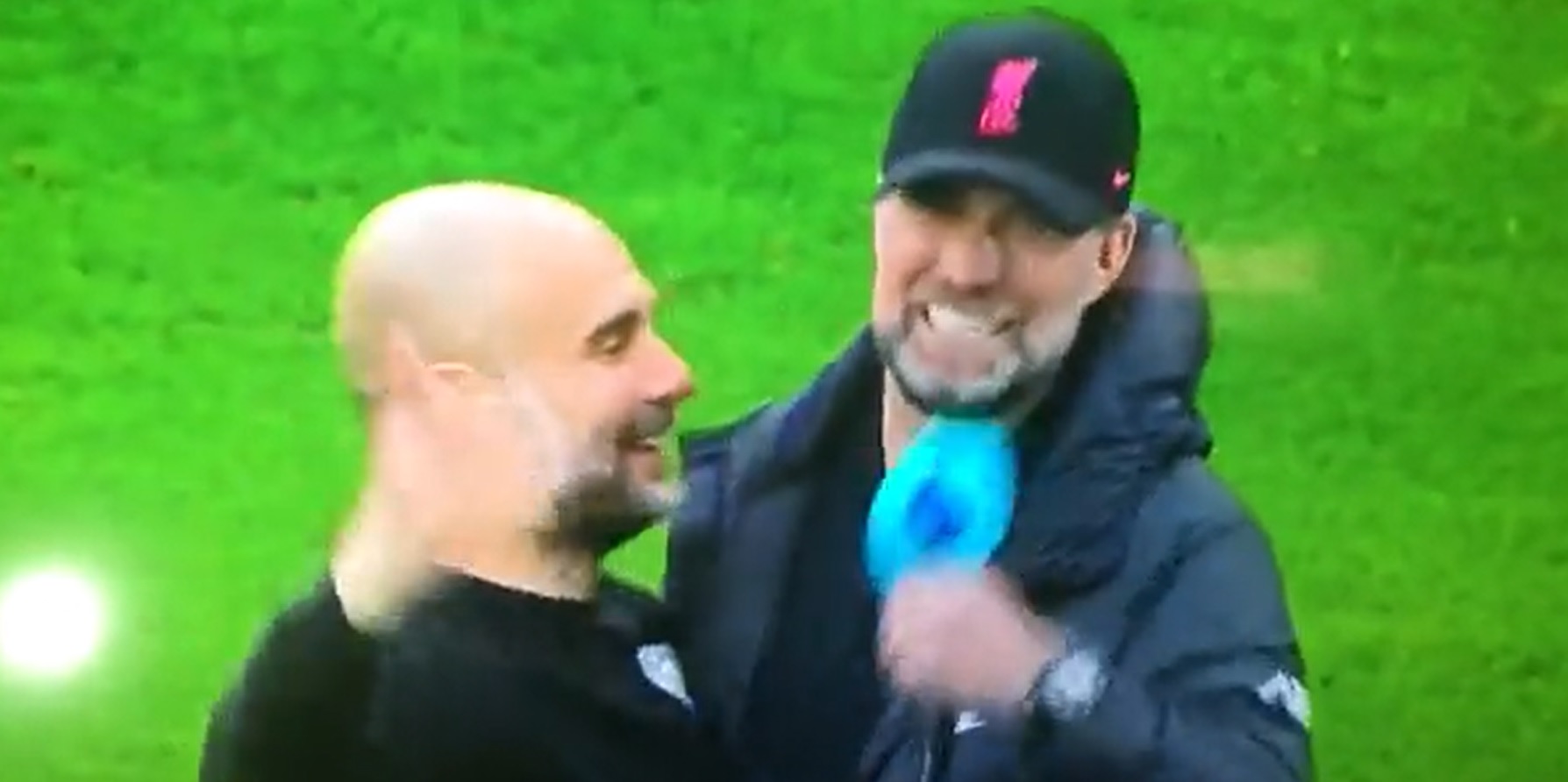 (Video) Klopp & Guardiola spotted deep in conversation after Liverpool keep title hopes alive at the Etihad