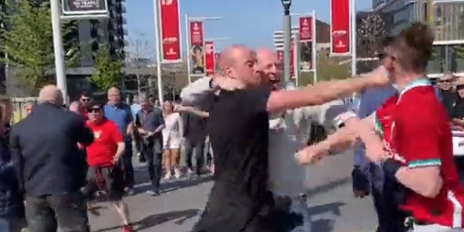 (Video) Man City fan assaults Liverpool supporter ahead of FA Cup semi-final game