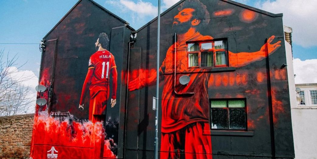 (Images) Mo Salah’s Anfield mural is completed as the giant artwork graces local community