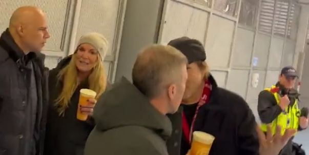 (Video) Jurgen Klopp’s wife spotted in the Etihad Stadium as his new Liverpool chant rings around the concourse
