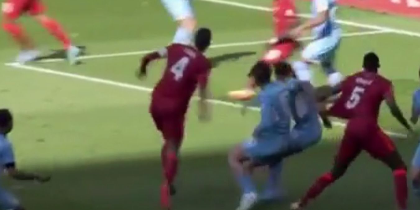 (Video) Virgil van Dijk shoves Jack Grealish to the floor as he bullies the Manchester City midfielder before Ibou Konate’s goal