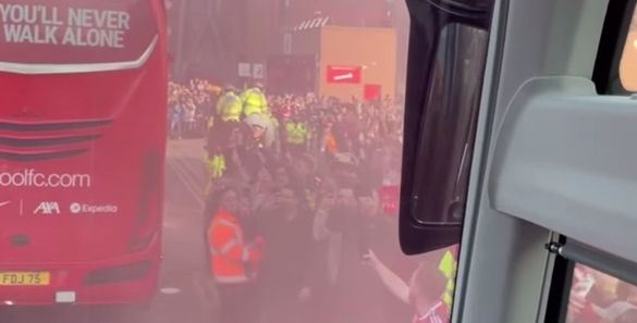 (Video) Adrian shares video from the team bus as Liverpool fans welcome the coaches to Anfield for Champions League semi-final