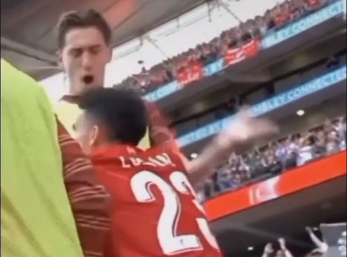 (Video) Tsimikas going nuts on the Liverpool bench during FA Cup win over Man City is a joy to watch