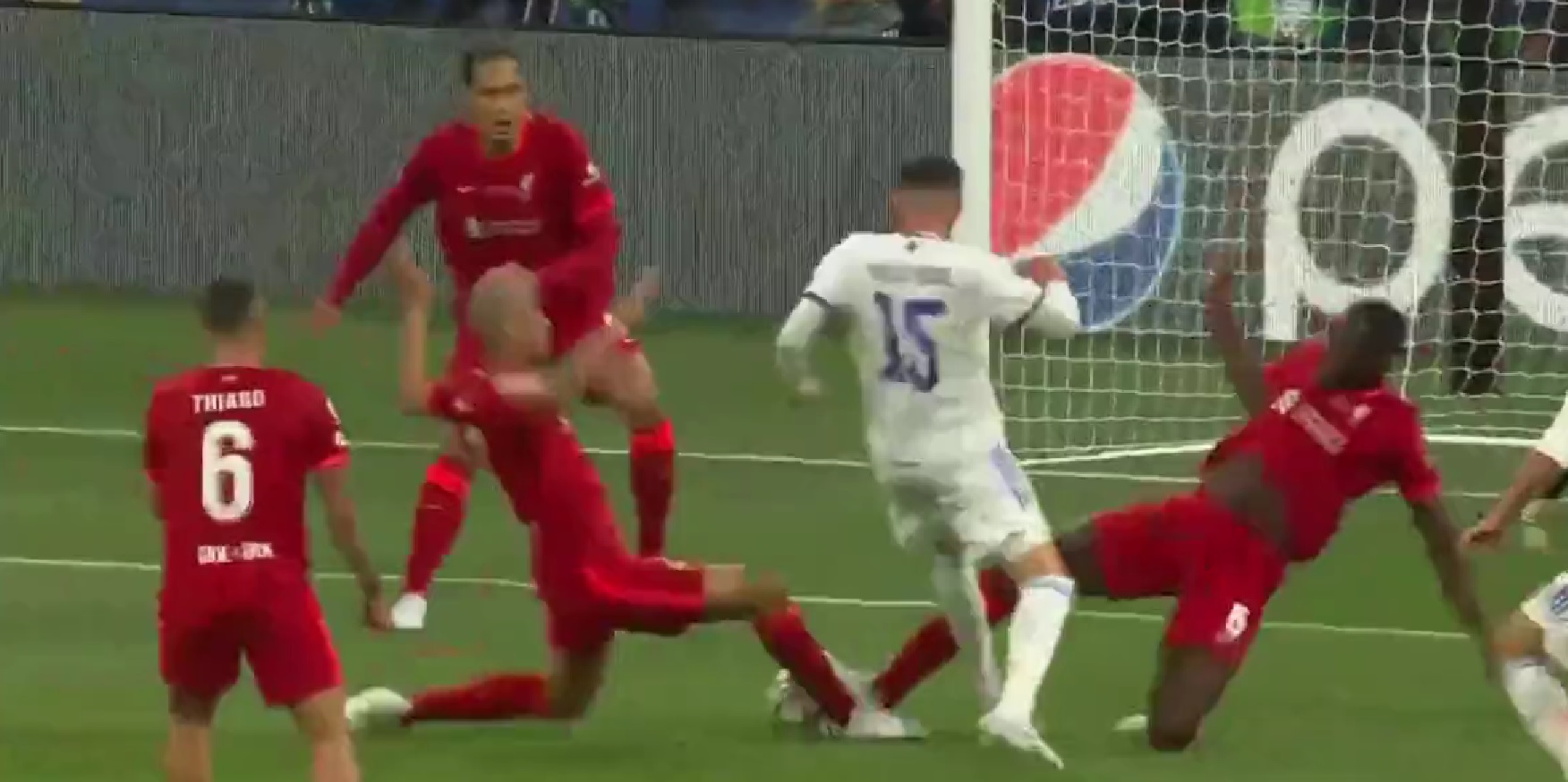 (Video) VAR spares Liverpool blushes as Benzema denied late first-half goal