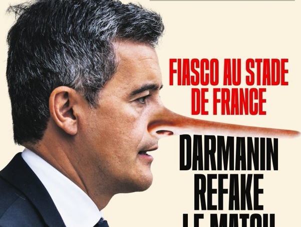 (Image) French press give Darmanin a Pinocchio nose in damning review of official’s comments around Stade de France horror show