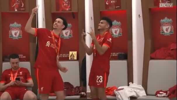 (Video) Curtis Jones and Luis Diaz’s close friendship is emphasised in brilliant dressing room clip following FA Cup final win