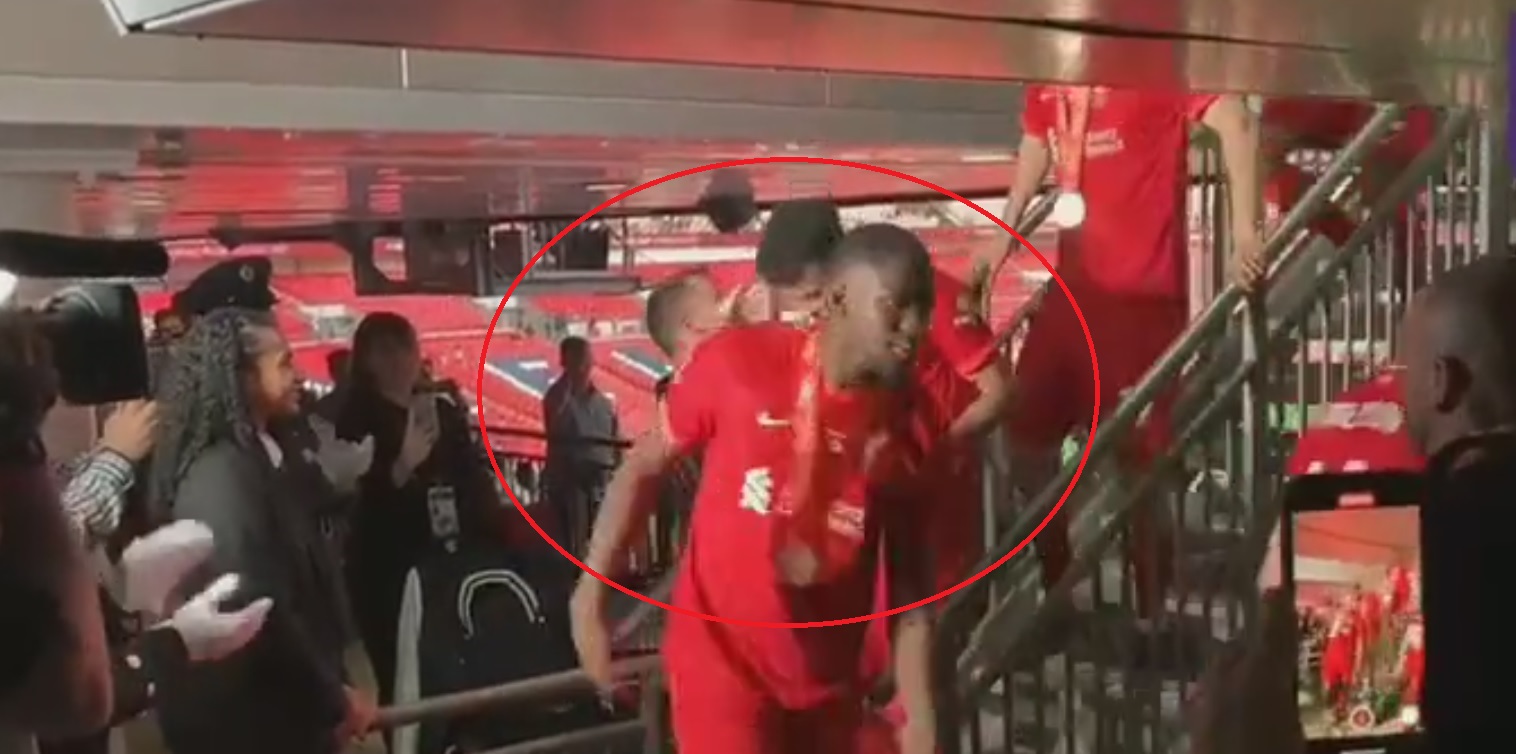 (Video) Watch heartwarming interaction between Liverpool players and fan at Wembley en route to FA Cup trophy stage