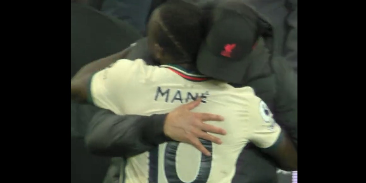 (Video) Watch Klopp, Diaz, Fowler & Alisson all queueing up to hug Mane after Aston Villa winner