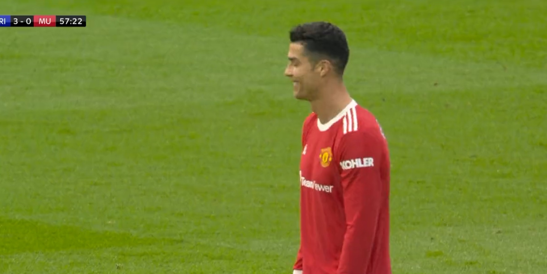 (Video) Watch Ronaldo laughing at how bad Manchester United are during four-goal thumping from Brighton