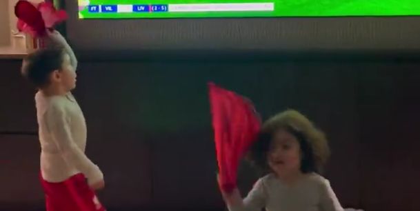 (Video) Thiago Alcantara’s son and daughter go wild as they watch Liverpool and their Dad reach the Champions League final