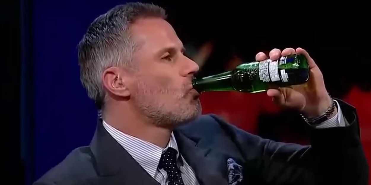 (Video) Watch as Jamie Carragher downs a bottle of beer to celebrate Liverpool booking their place in Paris Champions League final