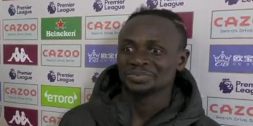 (Video) Sadio Mane’s hillarious reaction to watching his Aston Villa goal back for the first time during post-match interview