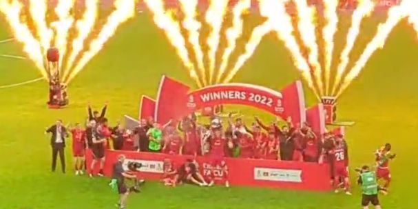 (Video) Sadio Mane steps aside from FA Cup celebrations as bottle spraying begins on the Wembley pitch