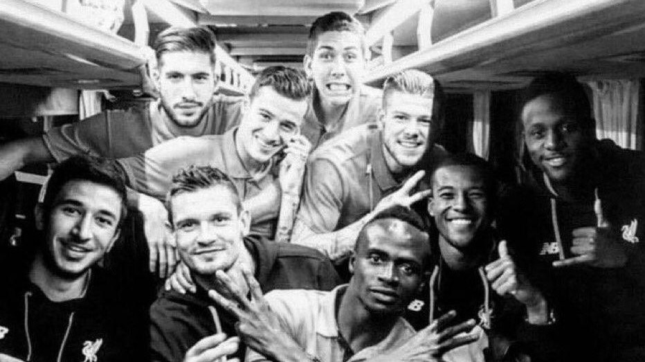 (Photo) Only one Red remains from old Liverpool team bus snap that shows how far Klopp’s men have come