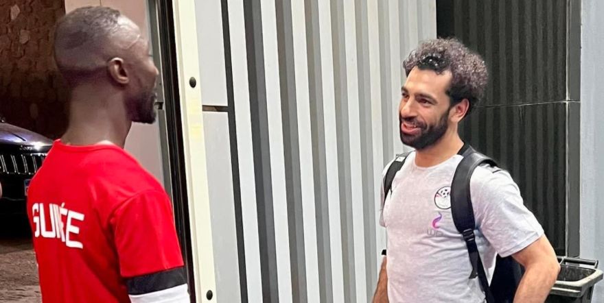 (Image) Mo Salah and Naby Keita enjoy conversation as Egypt prepare to face Guinea in AFCON qualifier