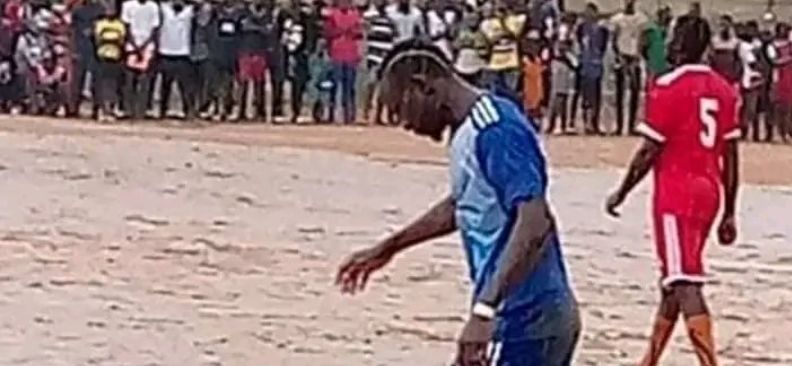 (Images) Sadio Mane spotted taking part in a community football match despite torrential rain in Senegal