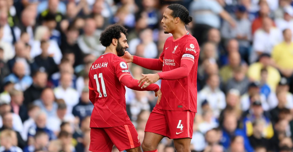 Virgil van Dijk’s GIF reaction to the news that Mo Salah will extend his stay at Liverpool