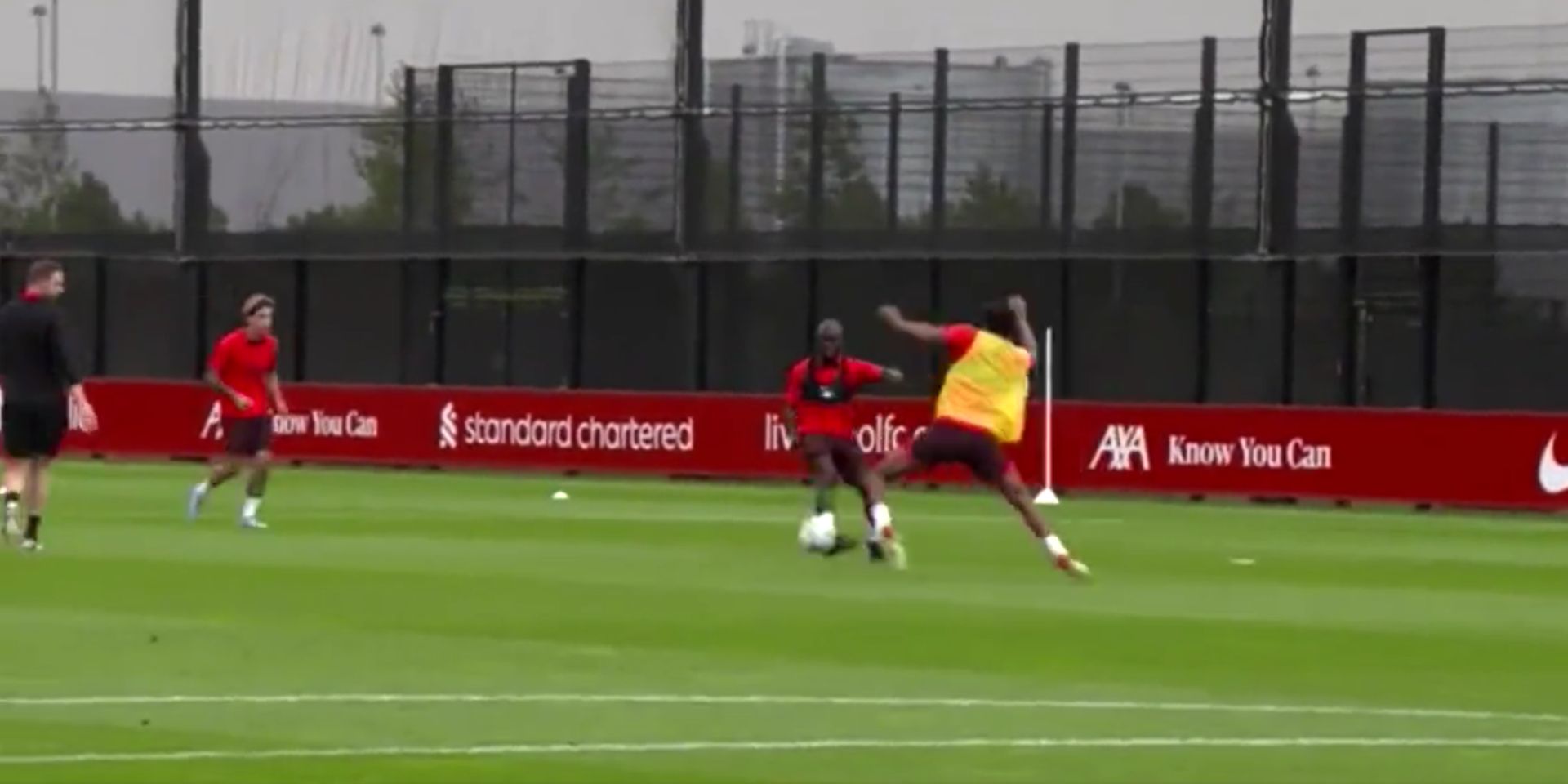 (Video) Naby Keita and Harvey Elliott link up well for brilliant training ground goal ahead of Manchester United game