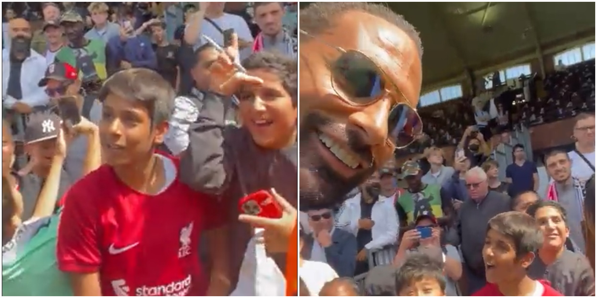 (Video) Cheeky young Liverpool fan nabs Rio Ferdinand’s pen after he refuses to sign fellow supporter’s Reds shirt