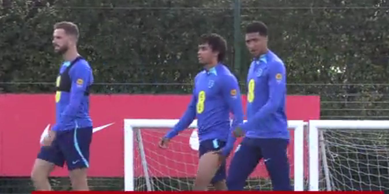 (Video) Henderson & Alexander-Arnold spotted in conversation with Jude Bellingham during England training amid Liverpool links