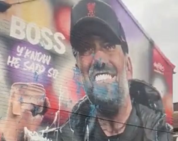 (Video) Klopp mural defaced ahead of Rangers Champions League clash