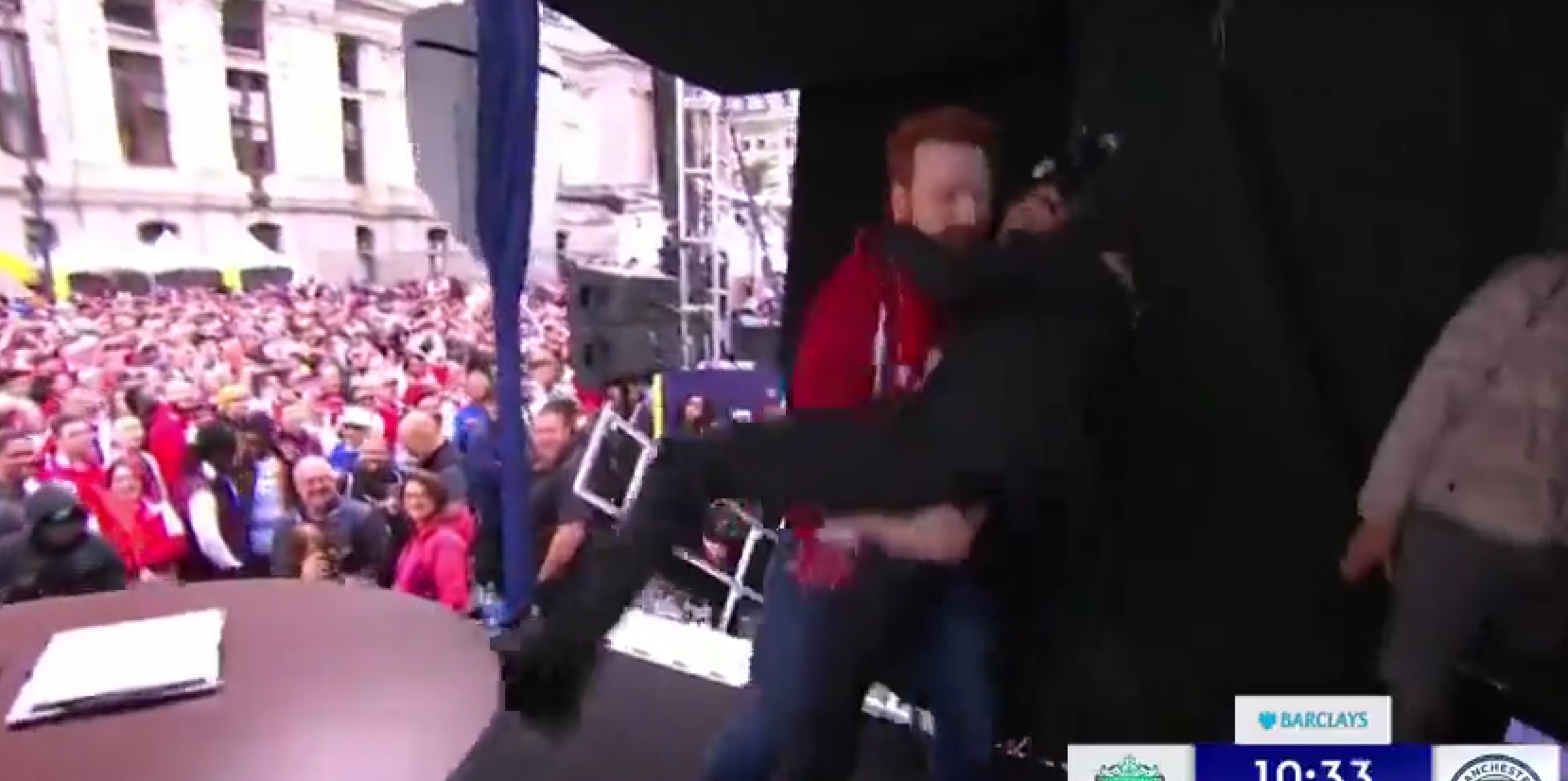 (Video) ‘Craziest thing’ – WWE star Sheamus jokingly grapples Robbie Mustow after Klopp claim
