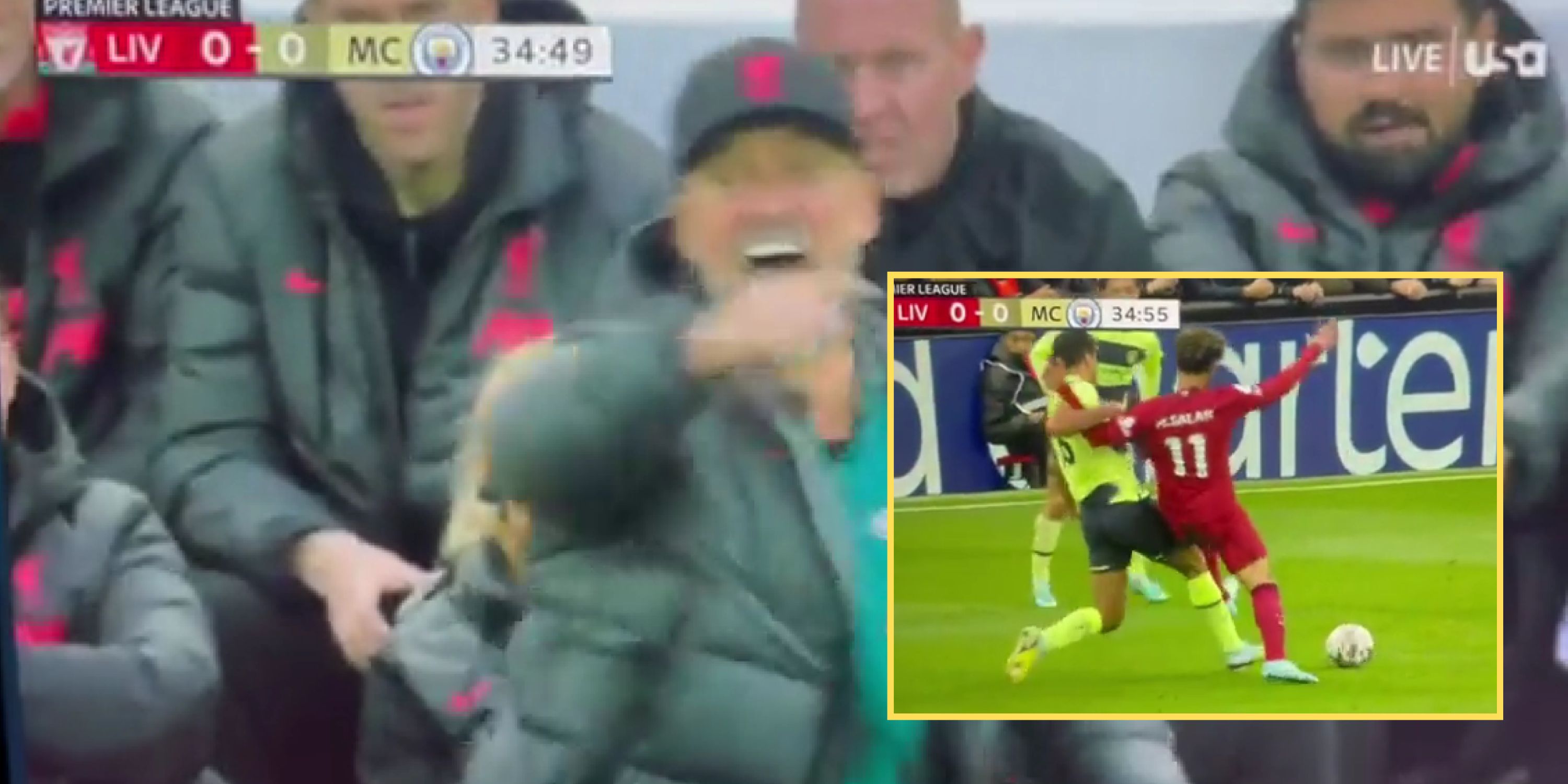 (Video) Klopp’s touchline rage as Anthony Taylor ignores Rodri upending Salah – commentator can’t believe it