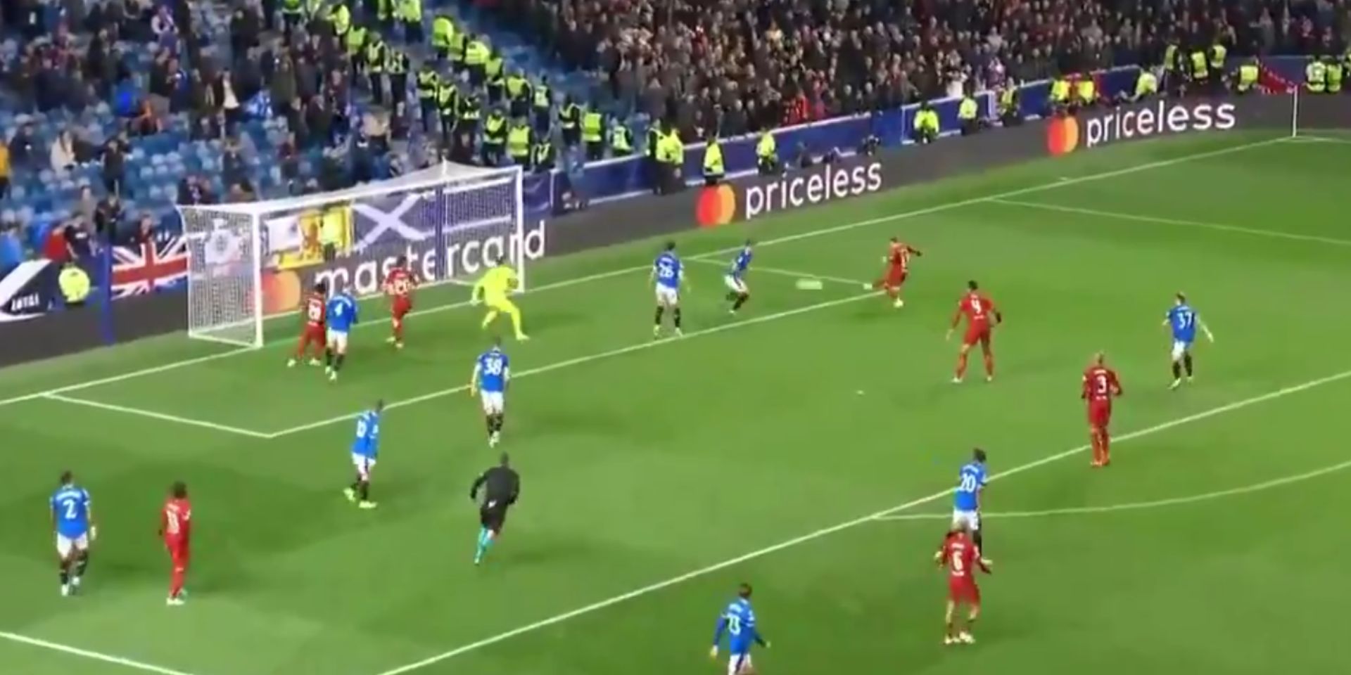 (Video) Harvey Elliott scores his first Champions League goal to make it 7-1 against Rangers