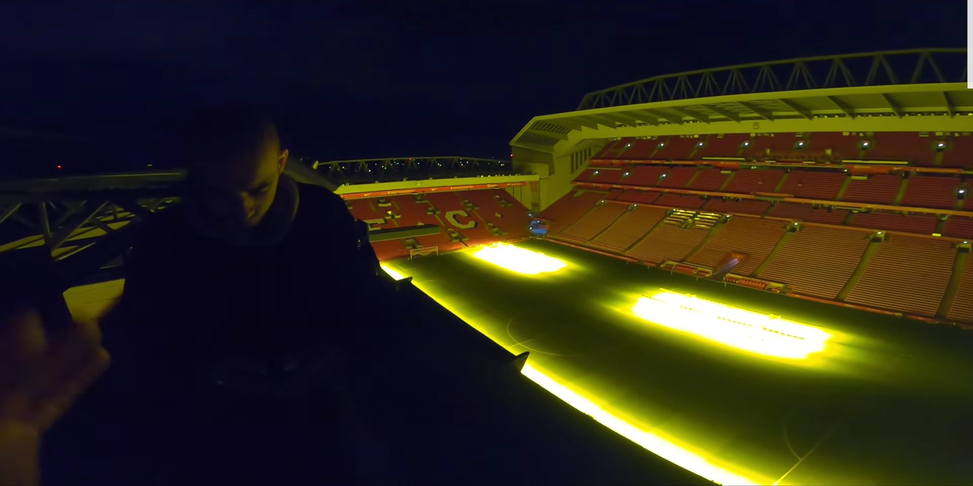 (Video) Professional climber sneaks into Anfield and scales Kenny Dalglish stand
