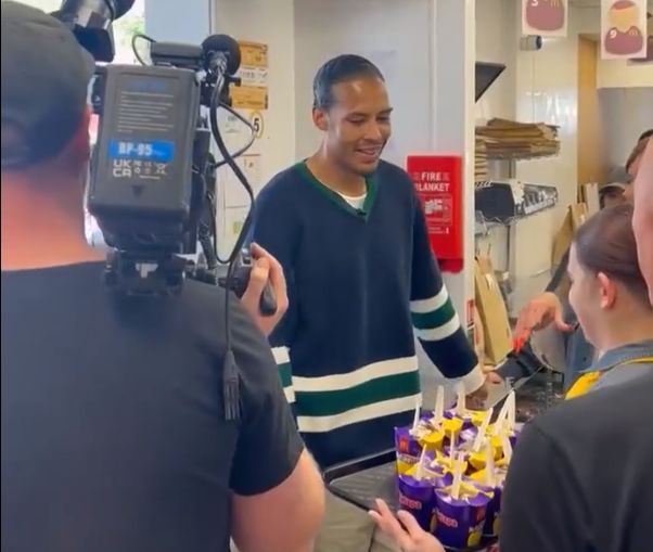 Virgil van Dijk hilariously spotted handing out McFlurries at a McDonalds