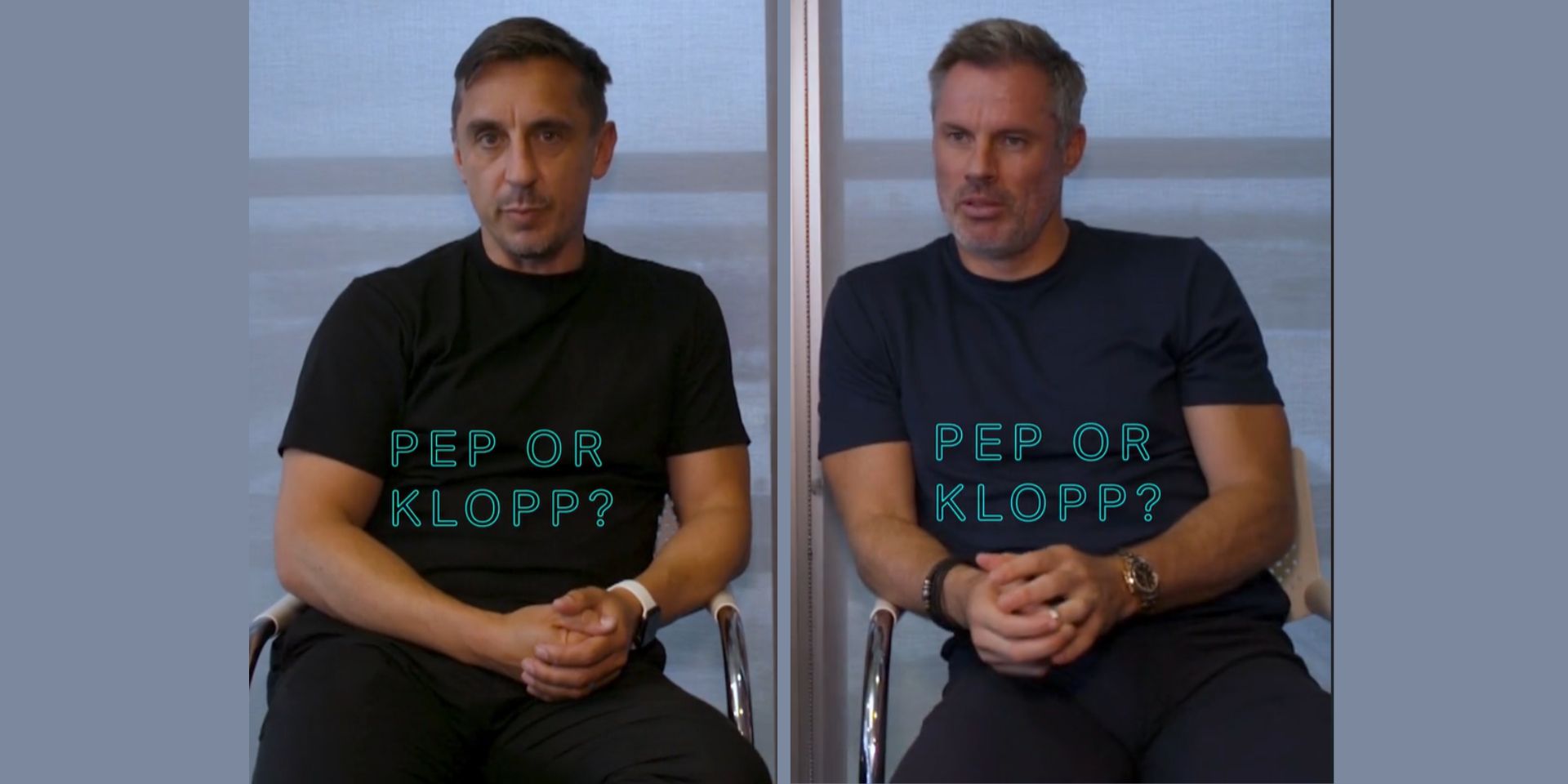 Gary Neville agora revela quem ele preferiria jogar entre Jurgen Klopp ou  Pep Guardiola 